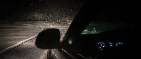 Car driving in snow
