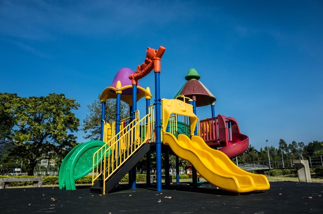A playground with slides.