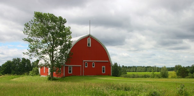Red barn on the countryside