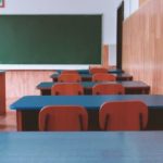 Empty classroom with chalkboard