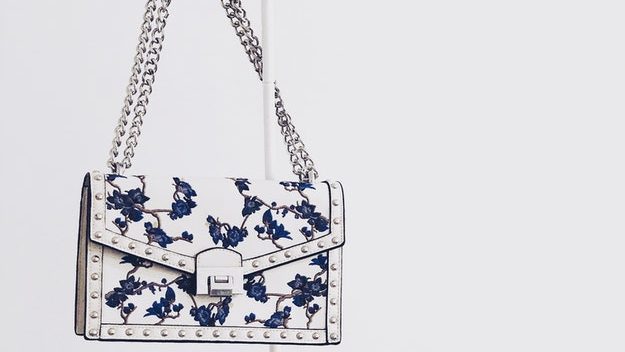 Blue and white floral purse