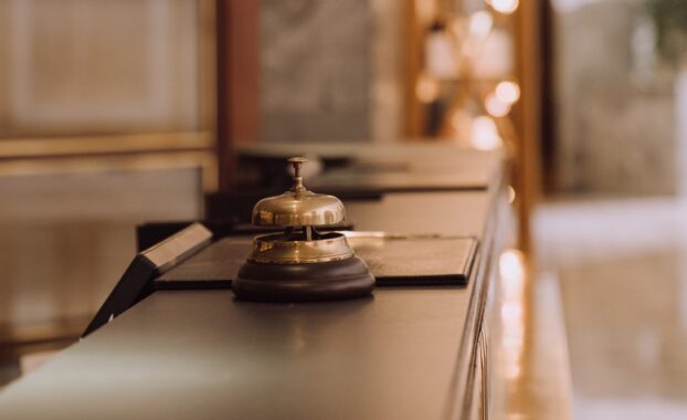 A bell resting on the front desk