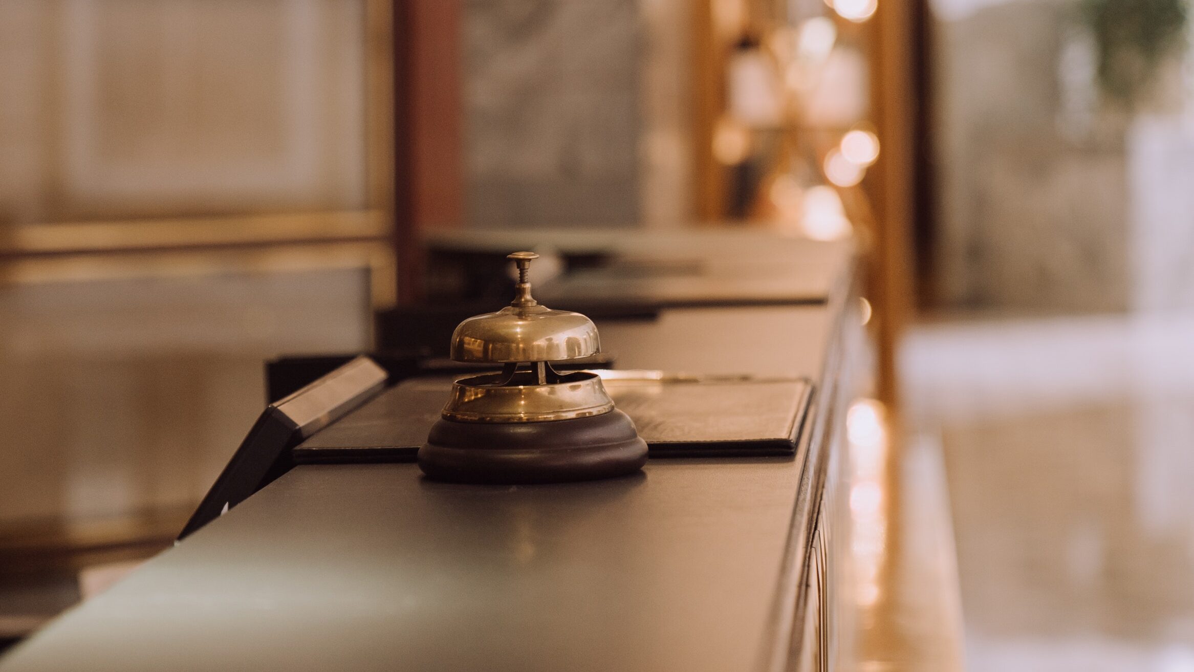 A bell resting on the front desk